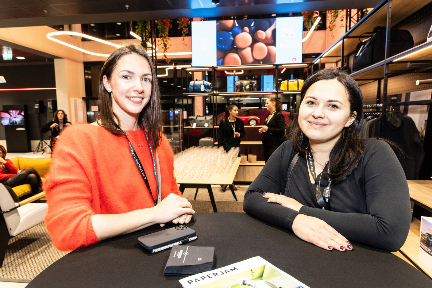 Jowita Lukaczynska and Alexandra Fihri (Revantage Global Services Europe) during the ‘Let’s Taste: Wow’ event at the Mini dealership in Cloche d’Or on Thursday 25 January 2024. Photo: Marie Russillo/Maison Moderne