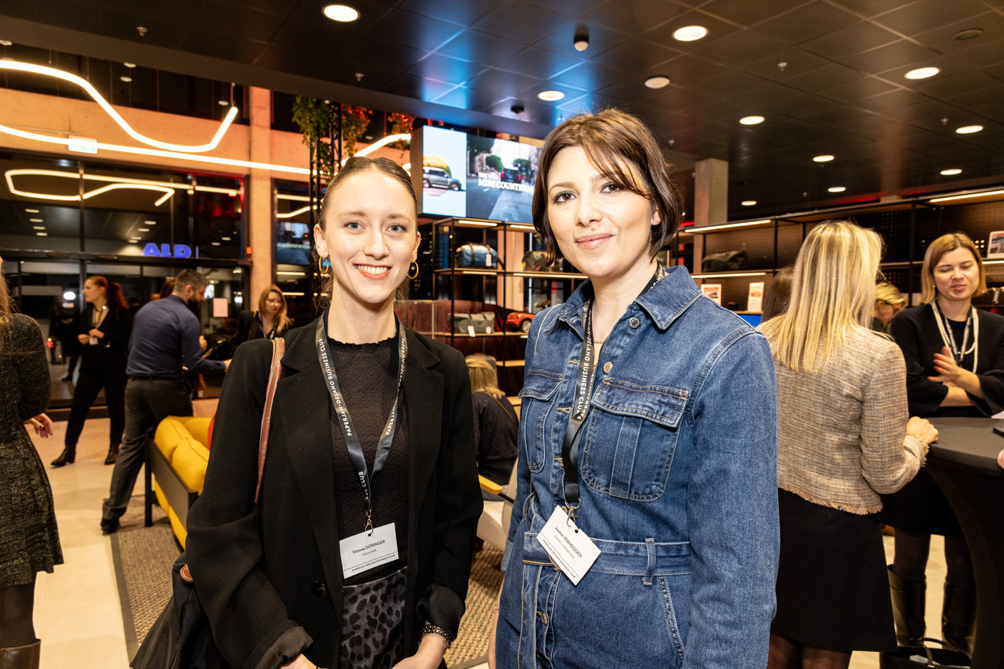 Victoria Döringer (Finologee) and Justine Verheggen (Masao Luxembourg) during the ‘Let’s Taste: Wow’ event at the Mini dealership on Thursday 25 January 2024. Photo: Marie Russillo/Maison Moderne