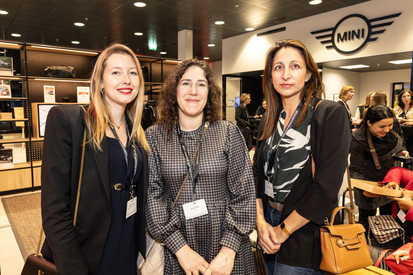 Aurore Jurga (Cabinet de Psychologie Belair), Sandra Dia (CPPA) and Delphine Priolet (4L SA) during the ‘Let’s Taste: Wow’ event at the Mini dealership in Cloche d’Or on Thursday 25 January 2024. Photo: Marie Russillo/Maison Moderne