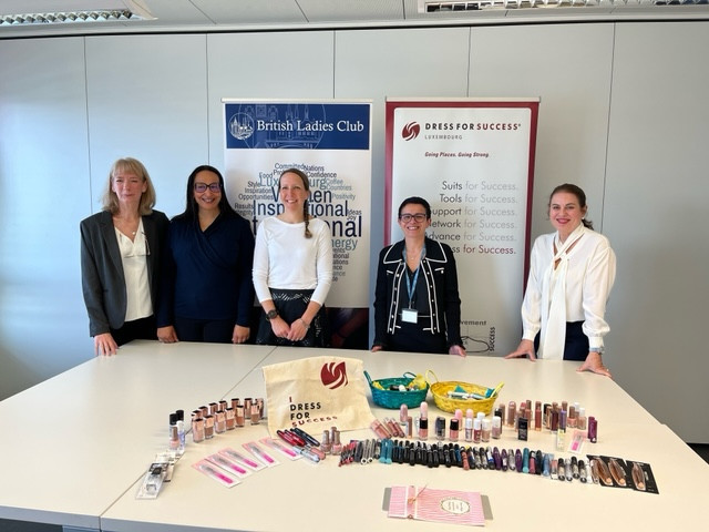 Wendy Casey , Armelle Diallo Martins , Victoria Hodgson of the British Ladies Club with Isabelle Ring a rd a nd Jill Griffin of Dress for Success at the event on 24 March Photo: BLC