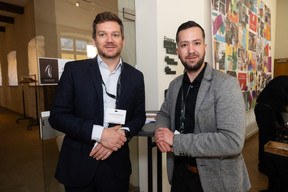 Amaury De Seroux (Fondamentals) and Romain Mohimont (LuxNetwork) at the Paperjam Club’s workshop day held at Neimënster Abbey, 8 April 2025. Photo: Eva Krins/Maison Moderne