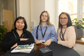 Peihsuan Lee, Natacha Marlair (Dentons) and Irina Chireu at the Paperjam Club’s workshop day held at Neimënster Abbey, 8 April 2025. Photo: Eva Krins/Maison Moderne