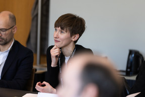 Olesia Soudière (Bureau Moderne Group) at the Paperjam Club’s workshop day held at Neimënster Abbey, 8 April 2025. Photo: Eva Krins/Maison Moderne