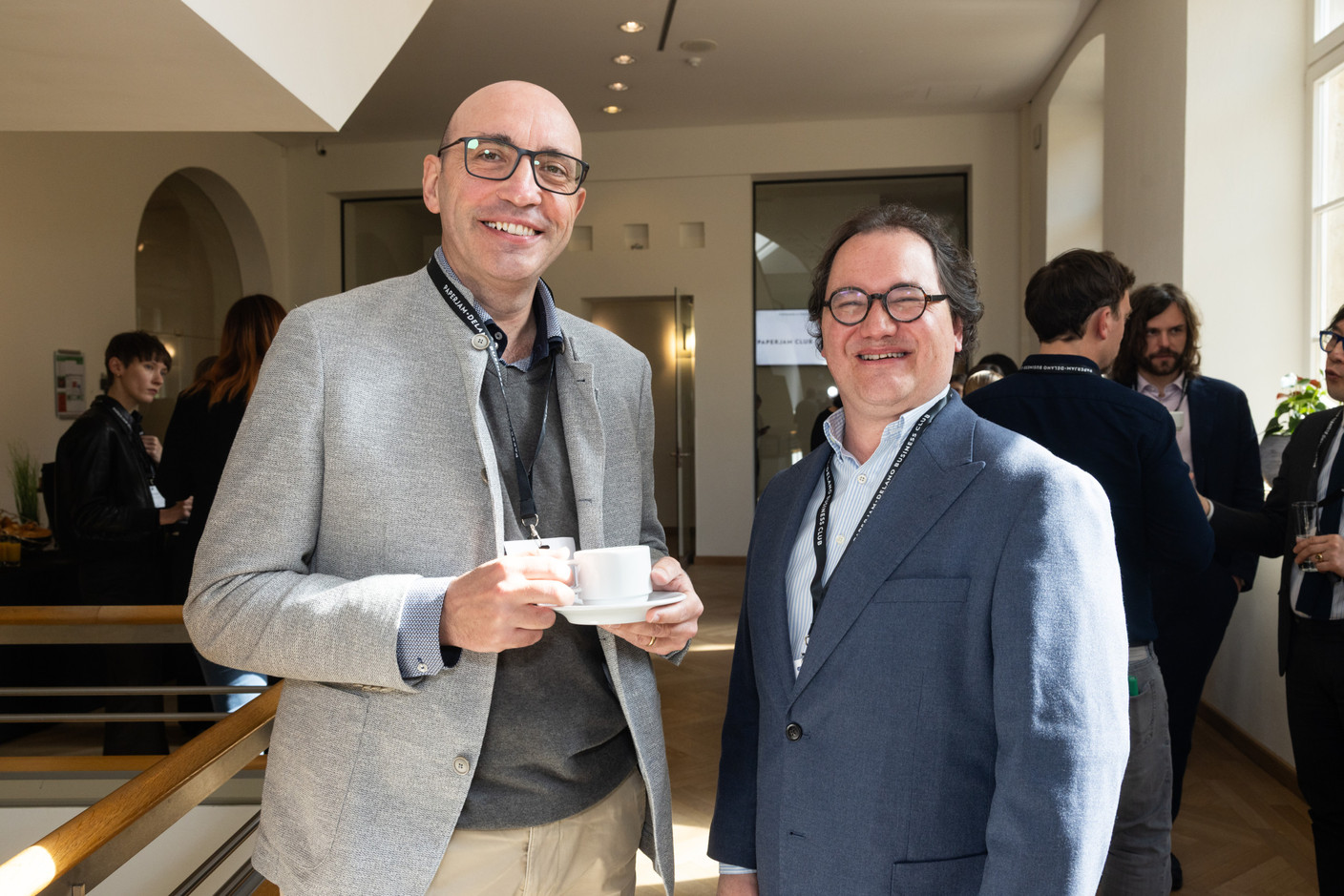 Cyril Heckel (NSPA) and Alexandre Capart (H2P Consulting) at the Paperjam Club’s workshop day held at Neimënster Abbey, 8 April 2025. Photo: Eva Krins/Maison Moderne