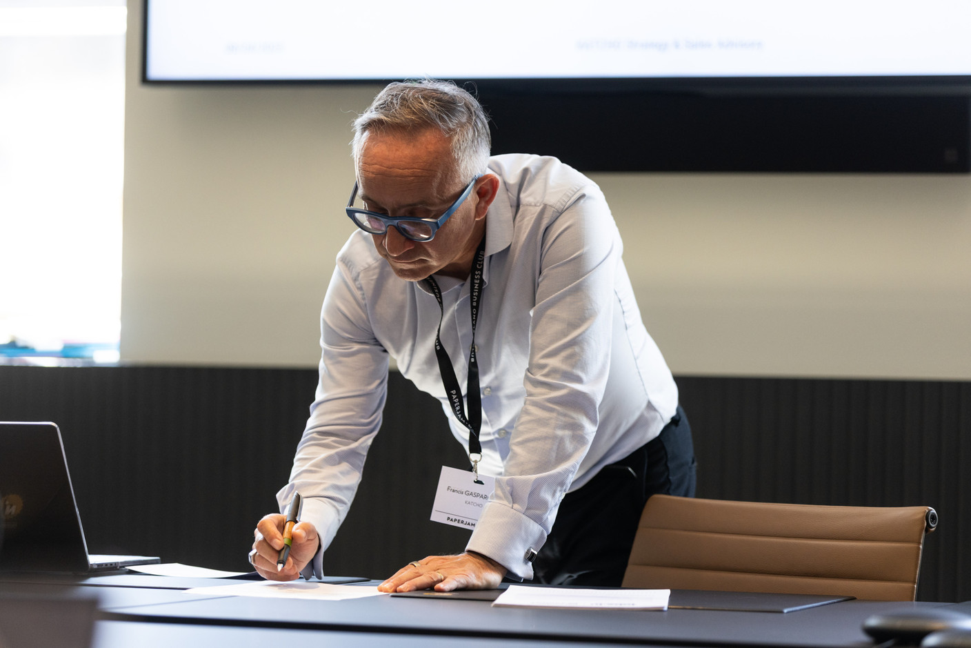 Francis Gasparotto (Katcho) at the Paperjam Club’s workshop day held at Neimënster Abbey, 8 April 2025. Photo: Eva Krins/Maison Moderne