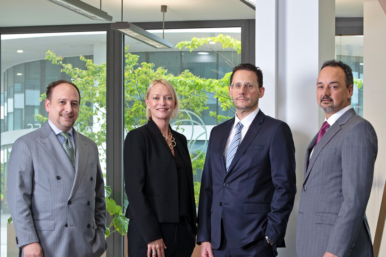 Pictured from l to r: Arnaud Arrecrgros (co-head of the finance practice of Maples and Calder (Luxembourg)), Tina Meigh (global head of the finance practice), Yann Hilpert (newly named co-head of Maples and Calder’s finance practice in Luxembourg), Johan Terblanche (Luxembourg managing partner). Photo: Olivier Minaire Photography/Maples Group