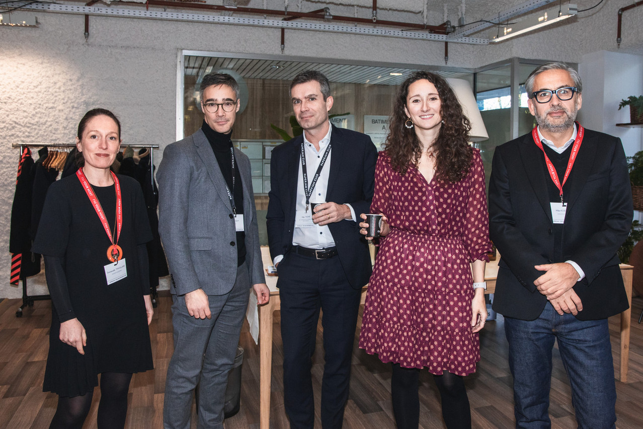 Emmanuelle Thivollard (Maison Moderne), Julien Delpy (EY), Mike Thomé (BLI), Marie-Adélaïde Leclercq-Olhagaray (Arendt) and Mike Koedinger (Maison Moderne).  Photo: Eva Krins/Maison Moderne 