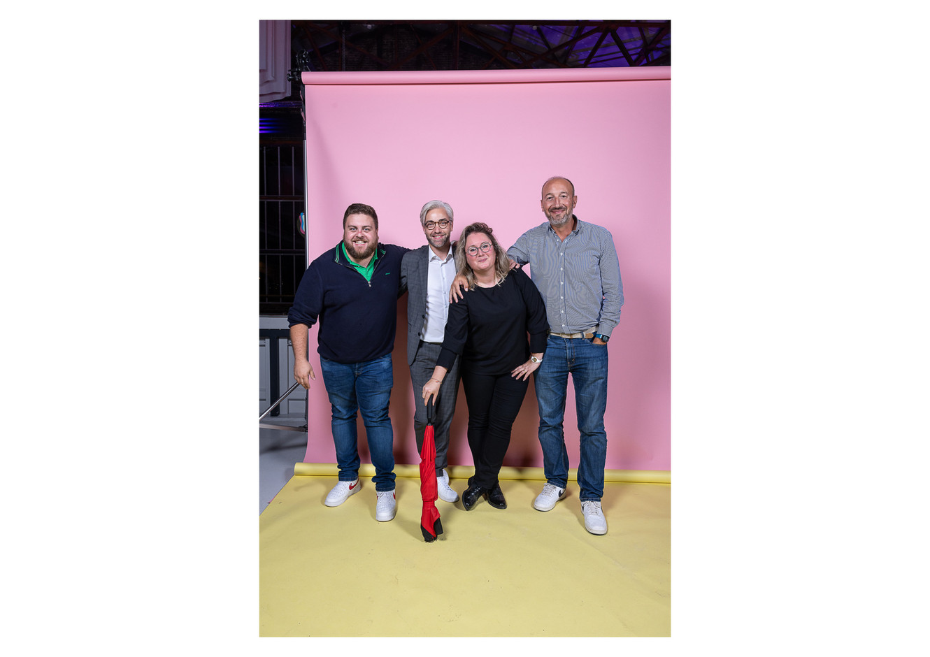 Damien Batista (Téméraire Marketing) and Pierre-Alexis Quirin (Maison Moderne) and Cédric Aque (Téméraire Marketing). Photo: Eva Krins/Maison Moderne