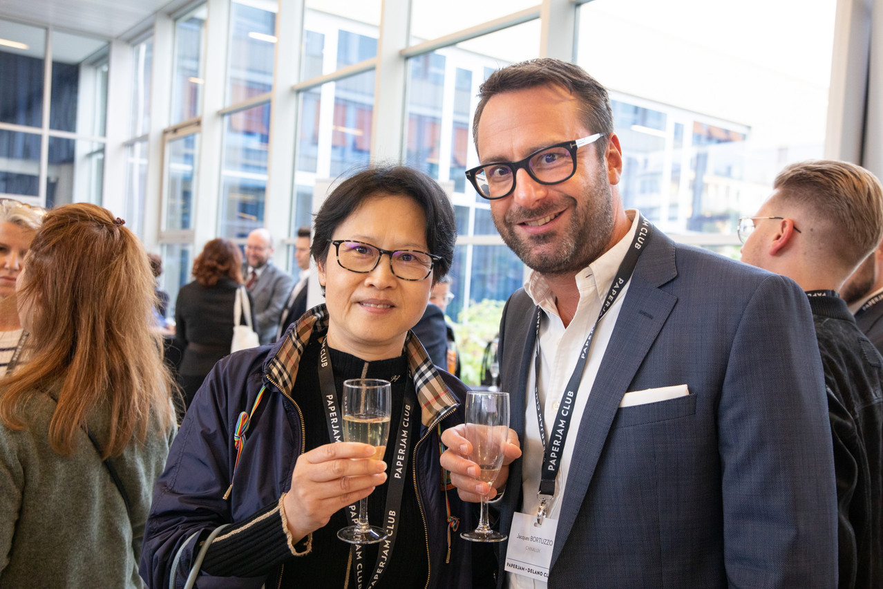 Chinalux’s Zhujun Xie and Jacques Bortuzzo will speak at a conference on ‘connecting education and business in today’s world’. Library picture: Xie and Bortuzzo are seen at a networking event, 20 September 2022. Photo : Marie Russillo /Maison Moderne
