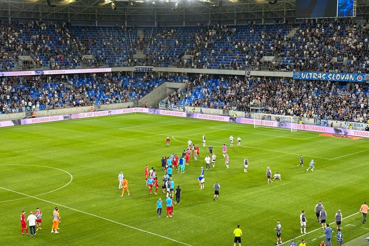 Swift Hesper tied 1:1 with Slovan Bratislava during a match in Bratislava on Wednesday 12 July; the teams meet again in Luxembourg City on Wednesday 19 July. Photo: facebook.com/fcswifthesper